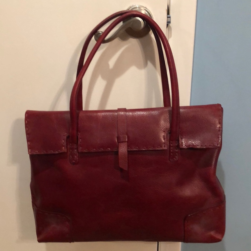 BCBG leather, lined briefcase/work bag